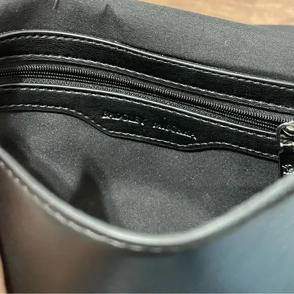 Badgley Mischka Metal Fringe Purse Black With Long Silver Chain - Picture 8 of 15